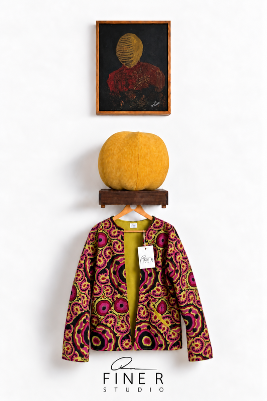 Magenta black and gold Fine R Studio artist jacket