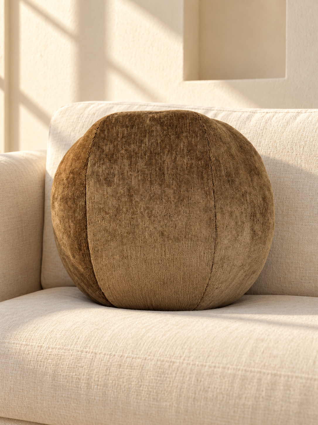 Fine R round cushion — Brown